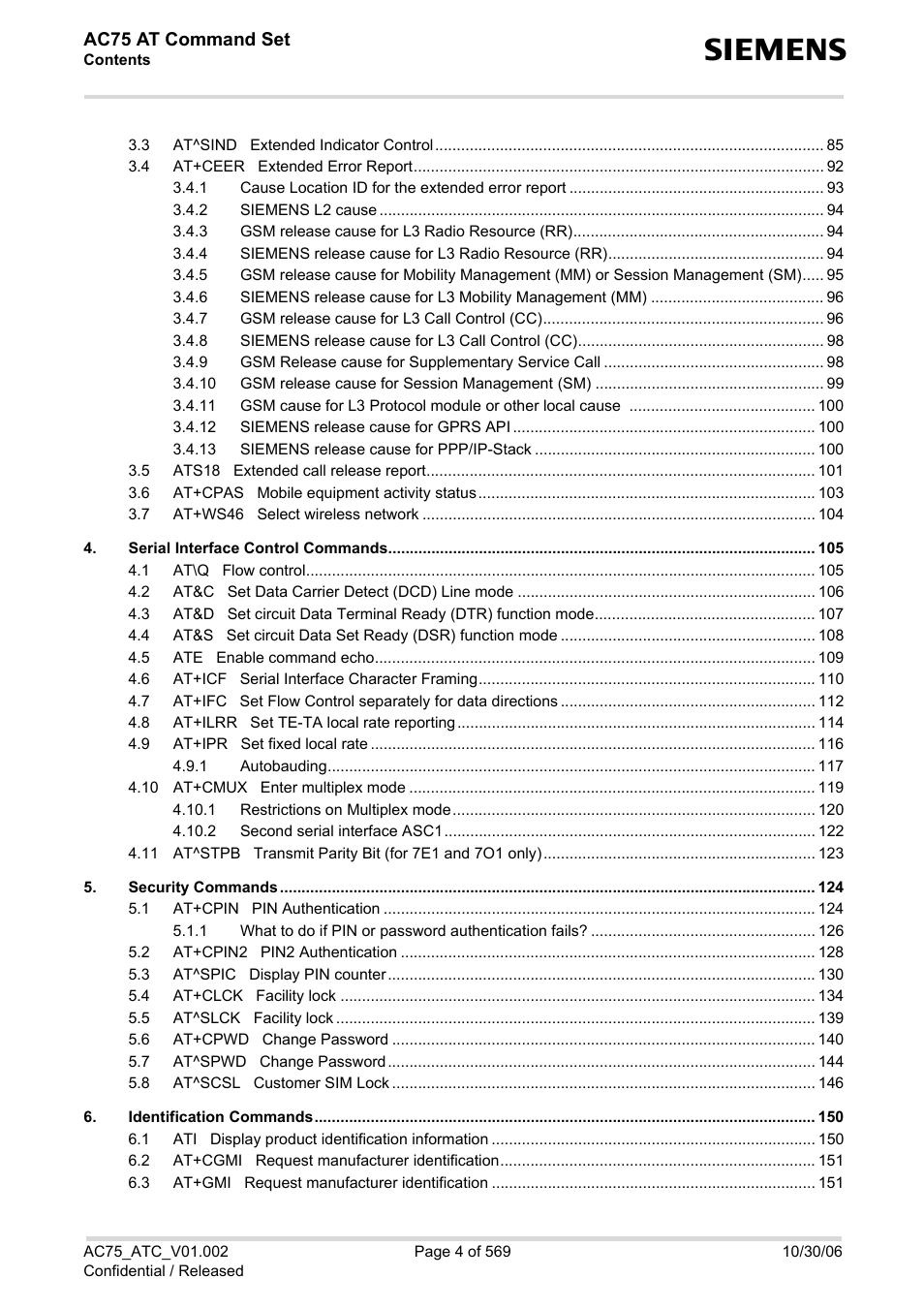 Ac75 at command set | Siemens AC75 User Manual | Page 4 / 569