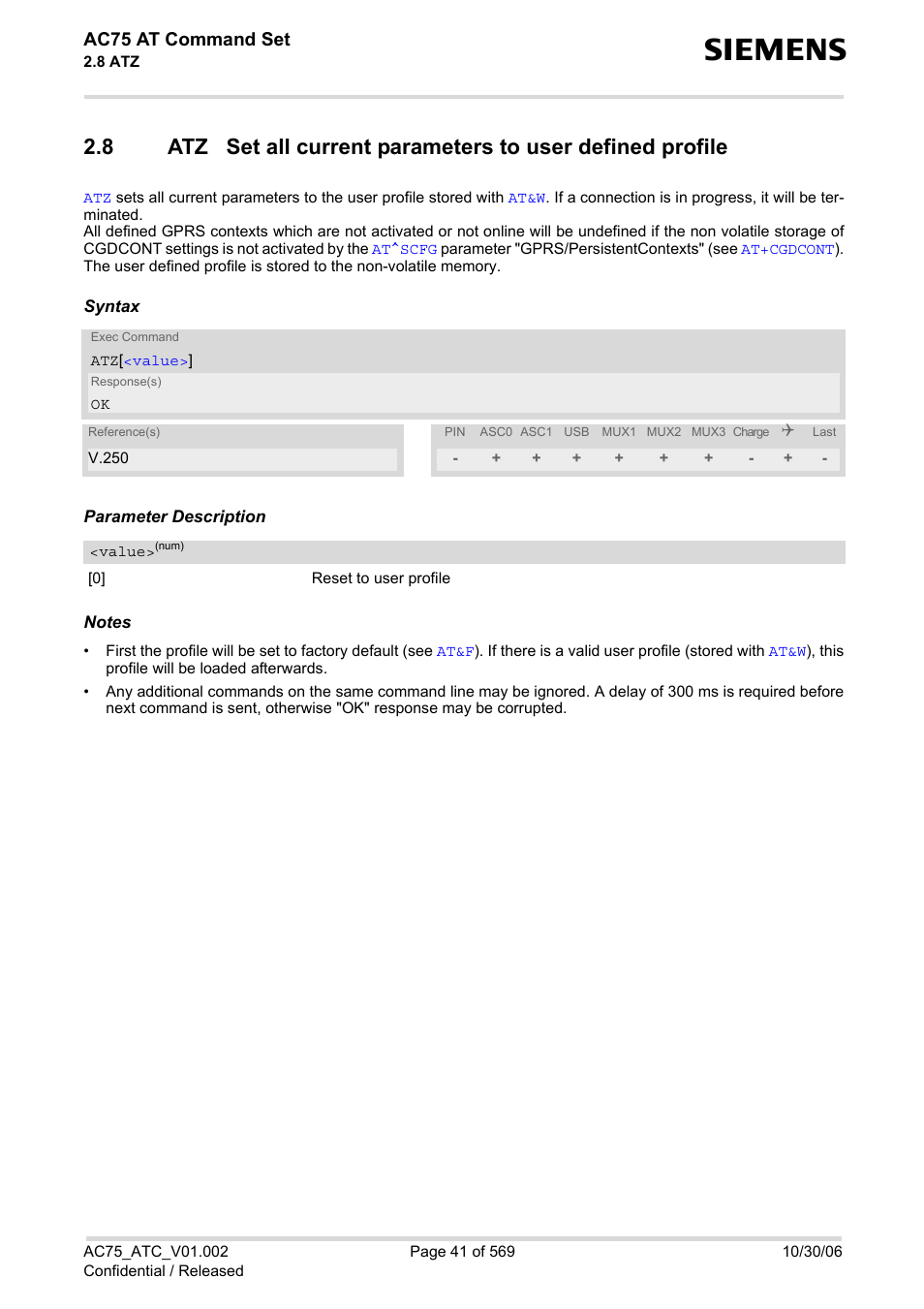 Ac75 at command set | Siemens AC75 User Manual | Page 41 / 569