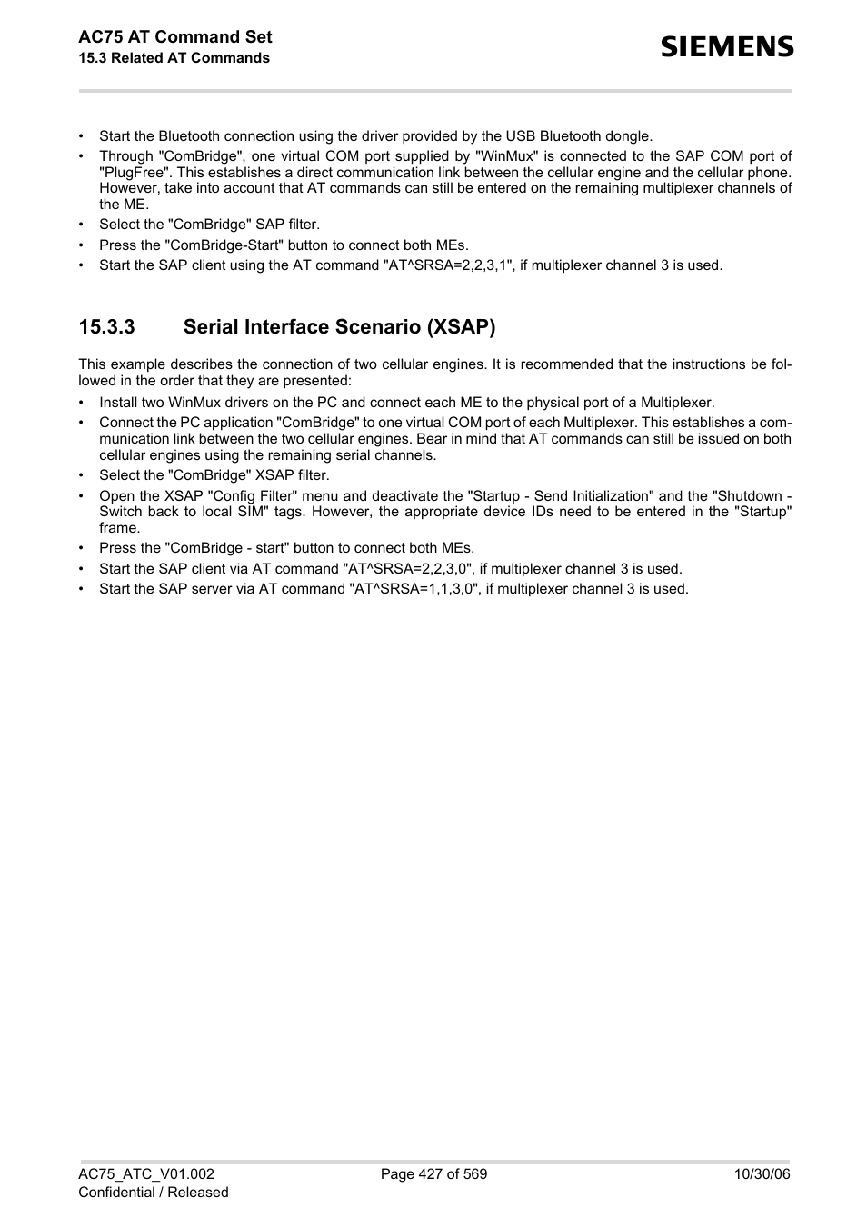 3 serial interface scenario (xsap), Serial interface scenario (xsap) | Siemens AC75 User Manual | Page 427 / 569