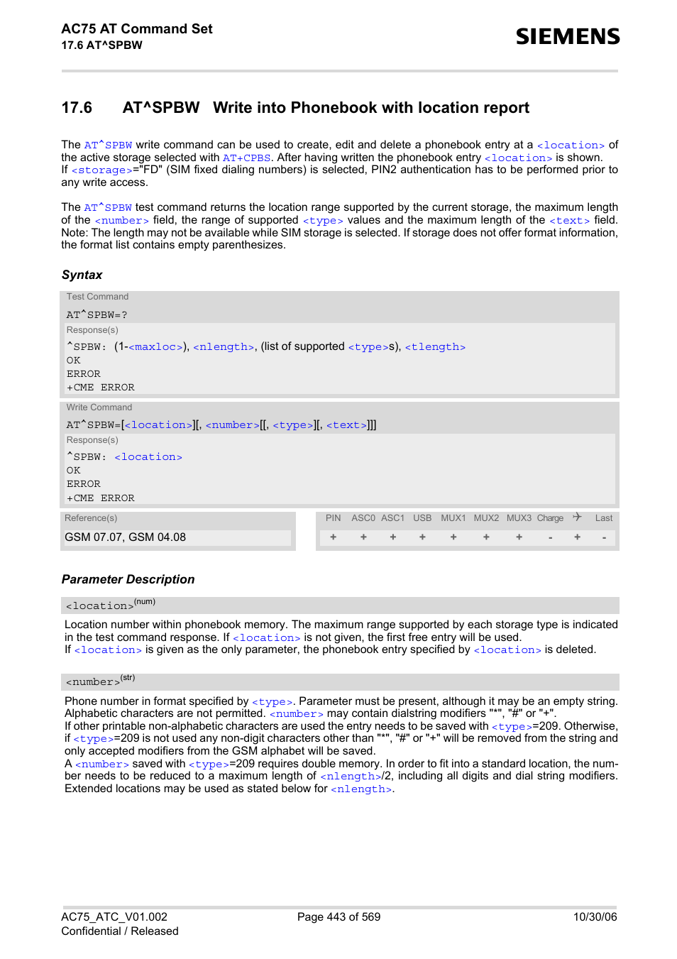 Ac75 at command set | Siemens AC75 User Manual | Page 443 / 569