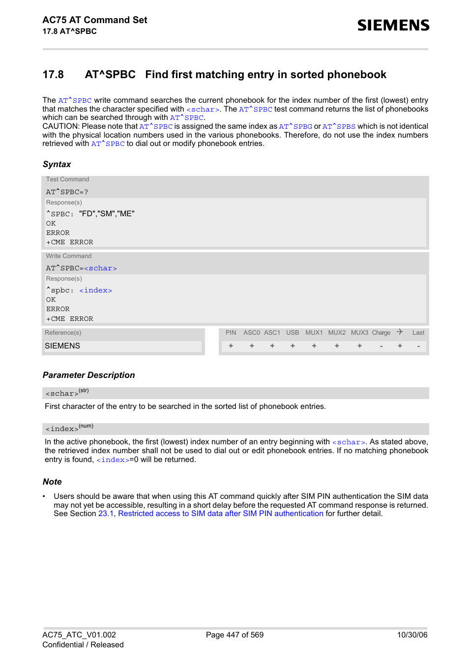 Ac75 at command set | Siemens AC75 User Manual | Page 447 / 569