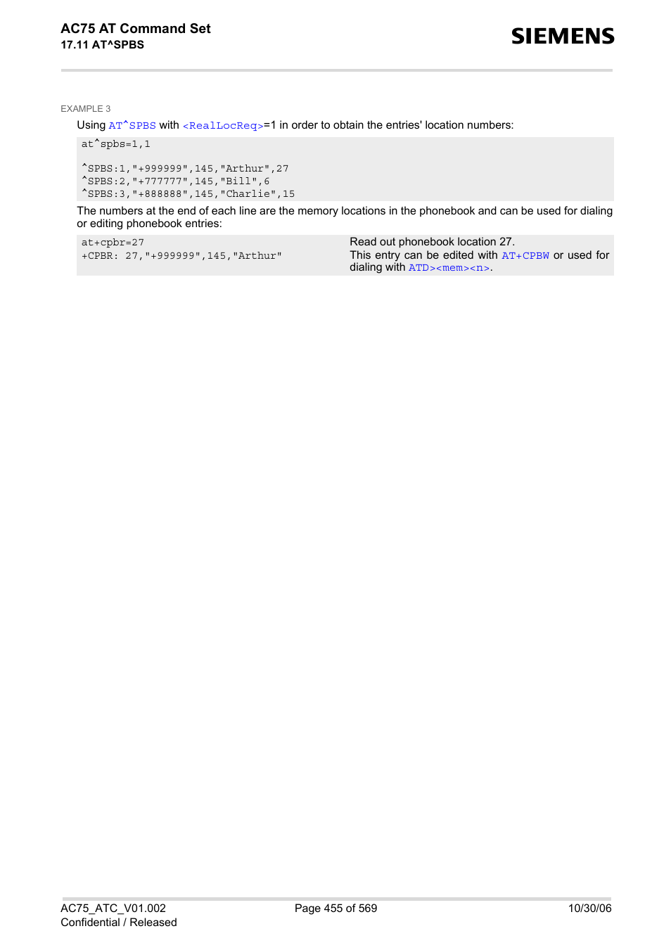 Ac75 at command set | Siemens AC75 User Manual | Page 455 / 569