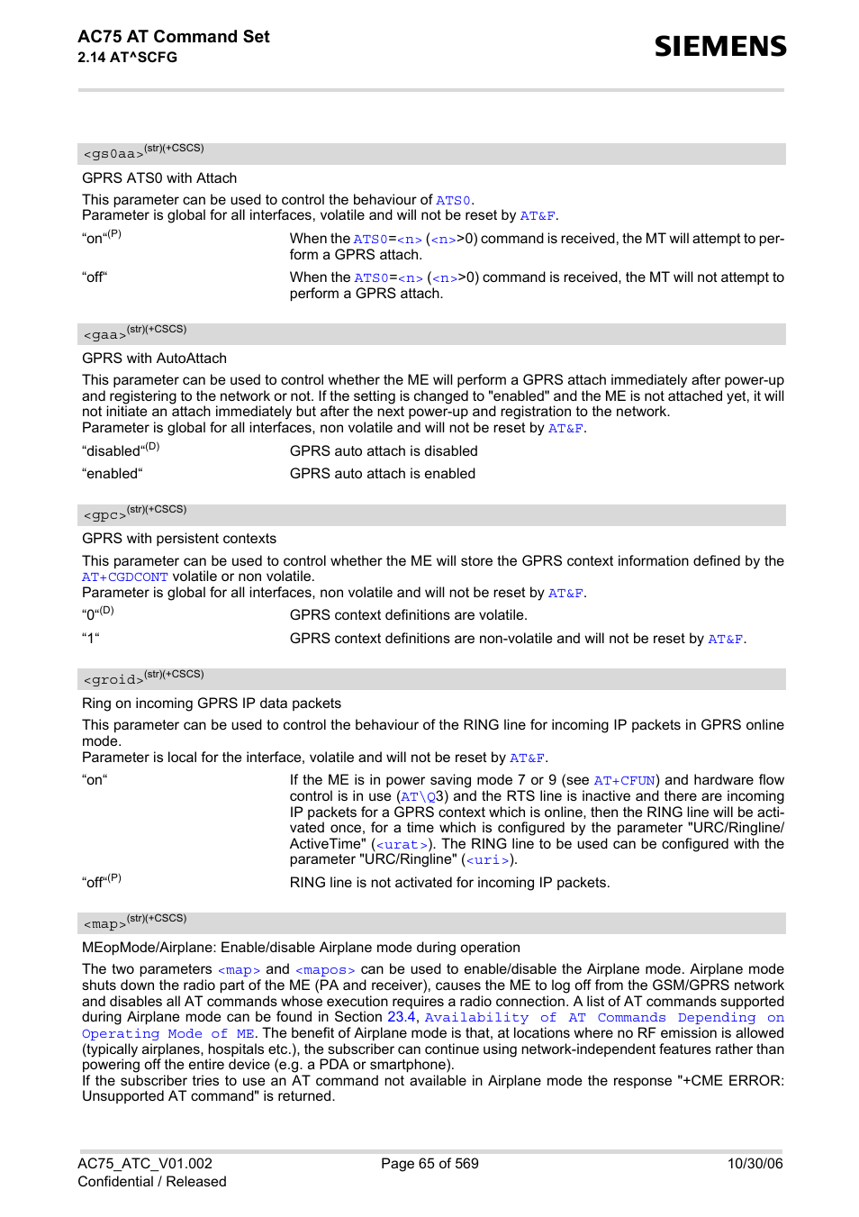 Gs0aa, Groid, Ac75 at command set | Siemens AC75 User Manual | Page 65 / 569