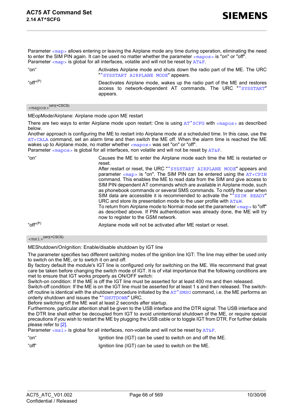 Mapos, Ac75 at command set | Siemens AC75 User Manual | Page 66 / 569