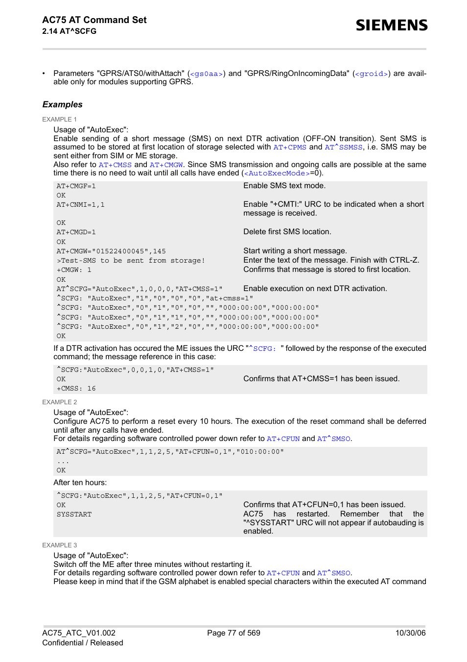 Ac75 at command set | Siemens AC75 User Manual | Page 77 / 569