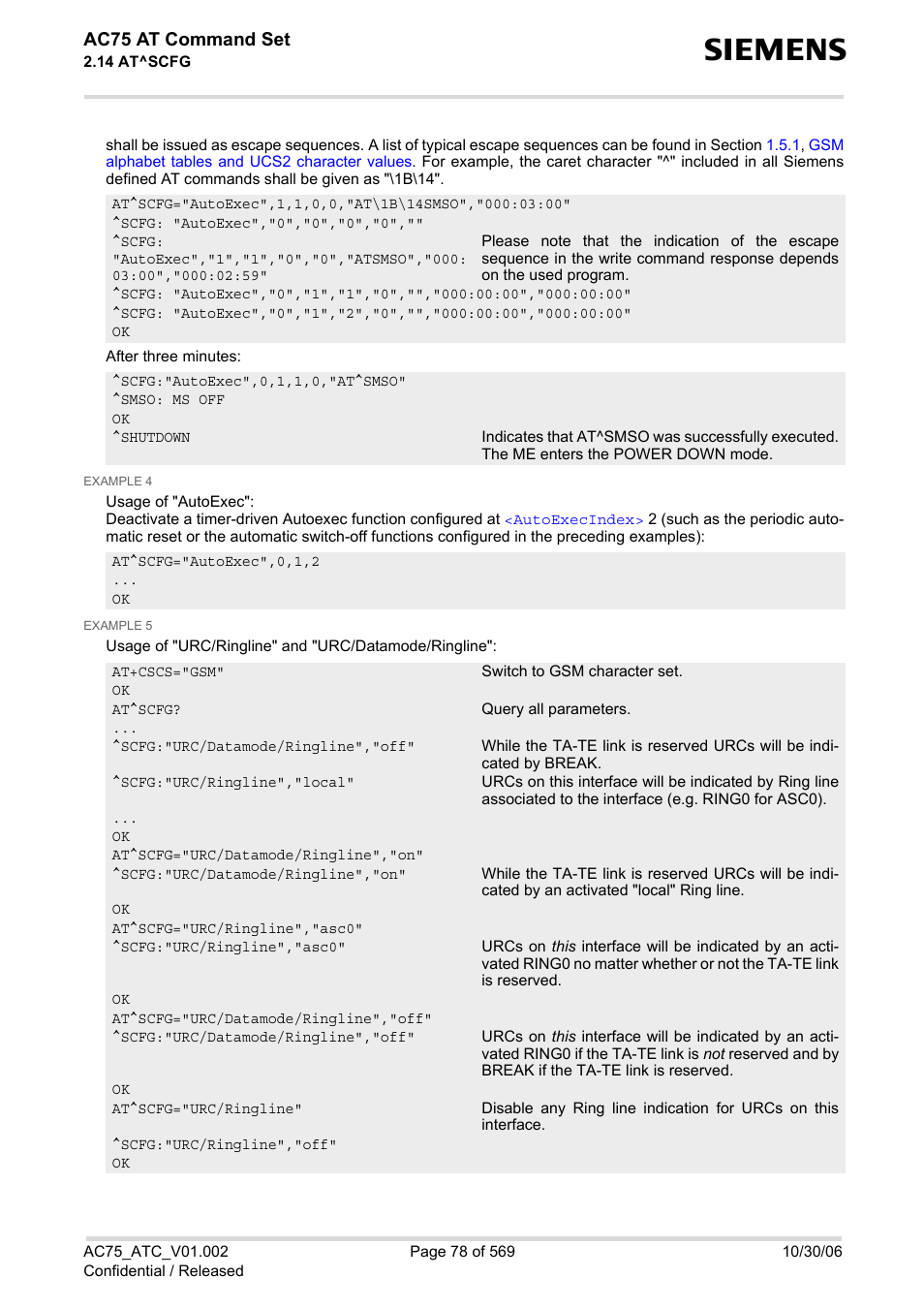 Ac75 at command set | Siemens AC75 User Manual | Page 78 / 569