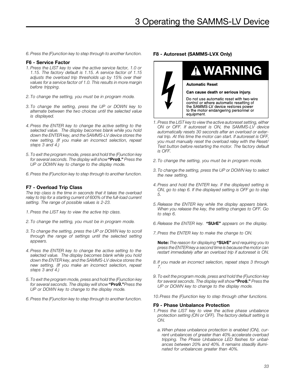 3 operating the samms-lv device | Siemens MCC-3298 User Manual | Page 35 / 52