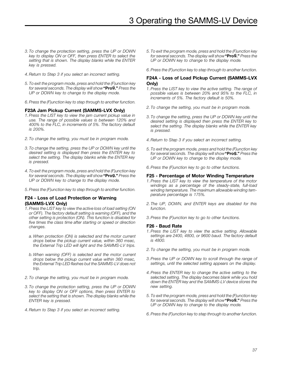 3 operating the samms-lv device | Siemens MCC-3298 User Manual | Page 39 / 52