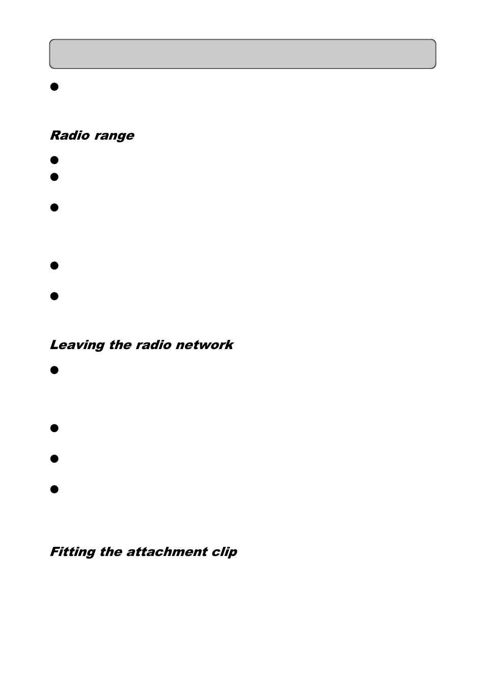 Radio range, Leaving the radio network, Fitting the attachment clip | General | Siemens 300 User Manual | Page 11 / 56