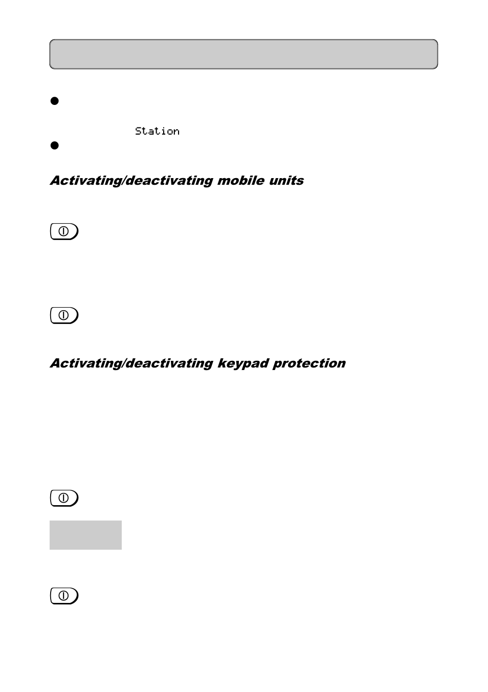 Activating/deactivating mobile units, Activating/deactivating keypad protection, Putting into service | Siemens 300 User Manual | Page 19 / 56