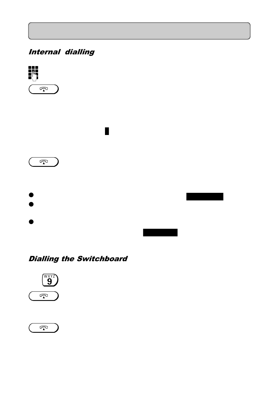 Telephone functions, Internal dialling, Dialling the switchboard | Siemens 300 User Manual | Page 21 / 56