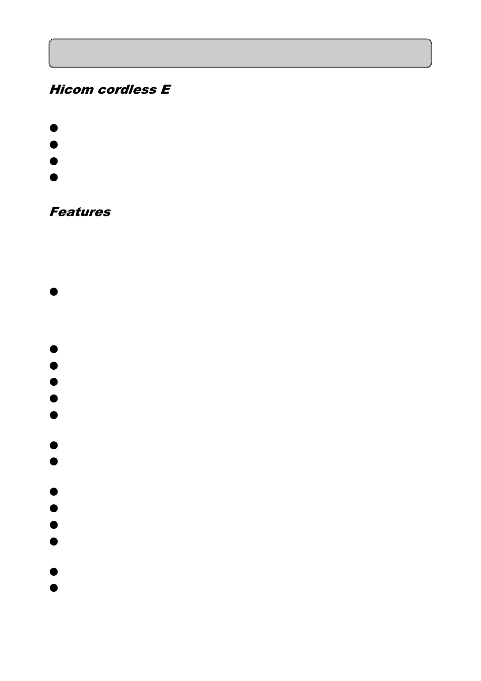 Hicom cordless e, Features, General | Siemens 300 User Manual | Page 9 / 56