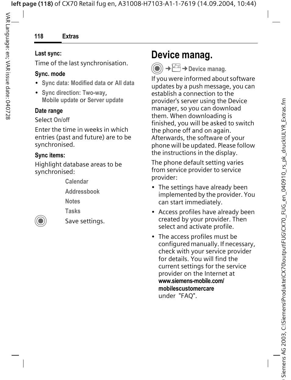 Device manag | Siemens CXT70 User Manual | Page 119 / 151