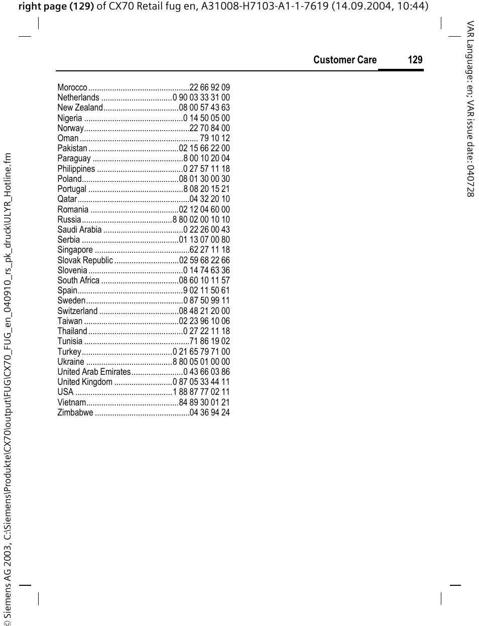 Siemens CXT70 User Manual | Page 130 / 151