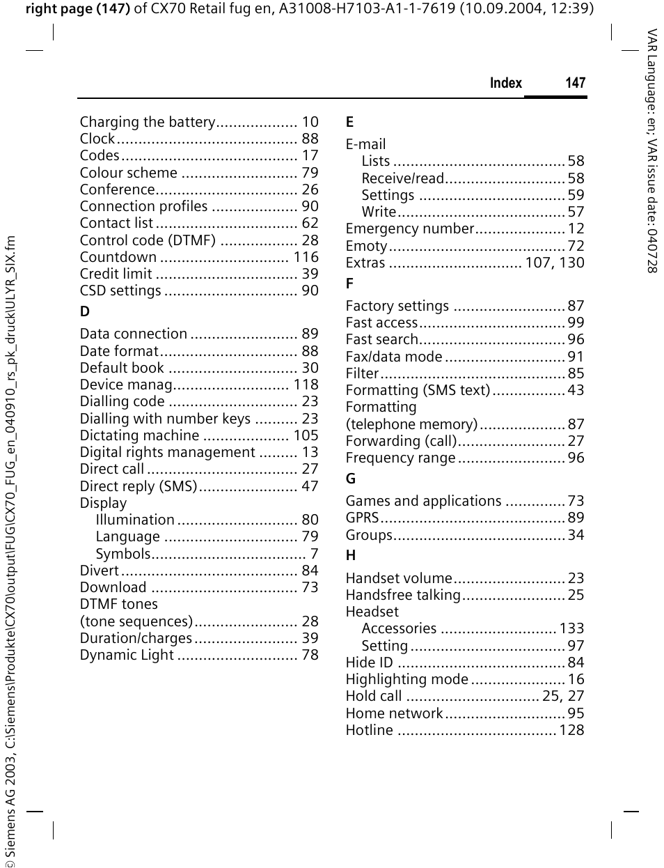 Siemens CXT70 User Manual | Page 148 / 151