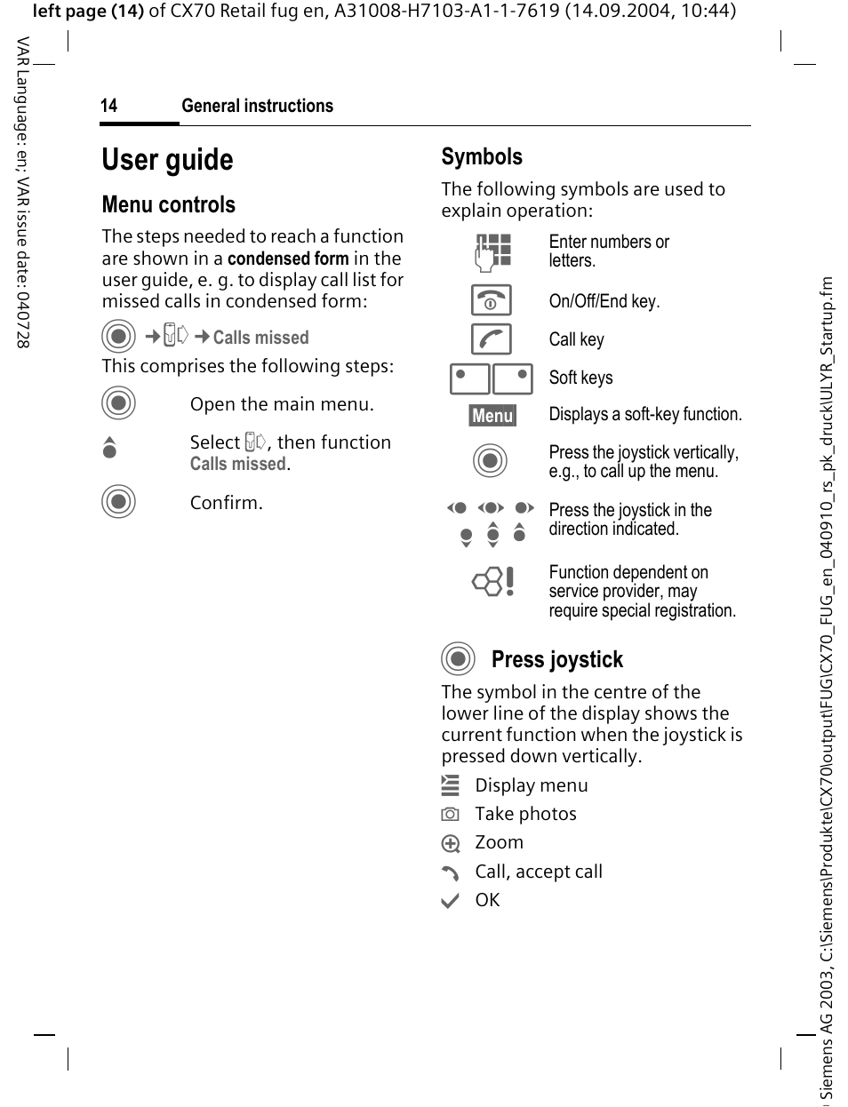 User guide, D f e, H i g | Siemens CXT70 User Manual | Page 15 / 151