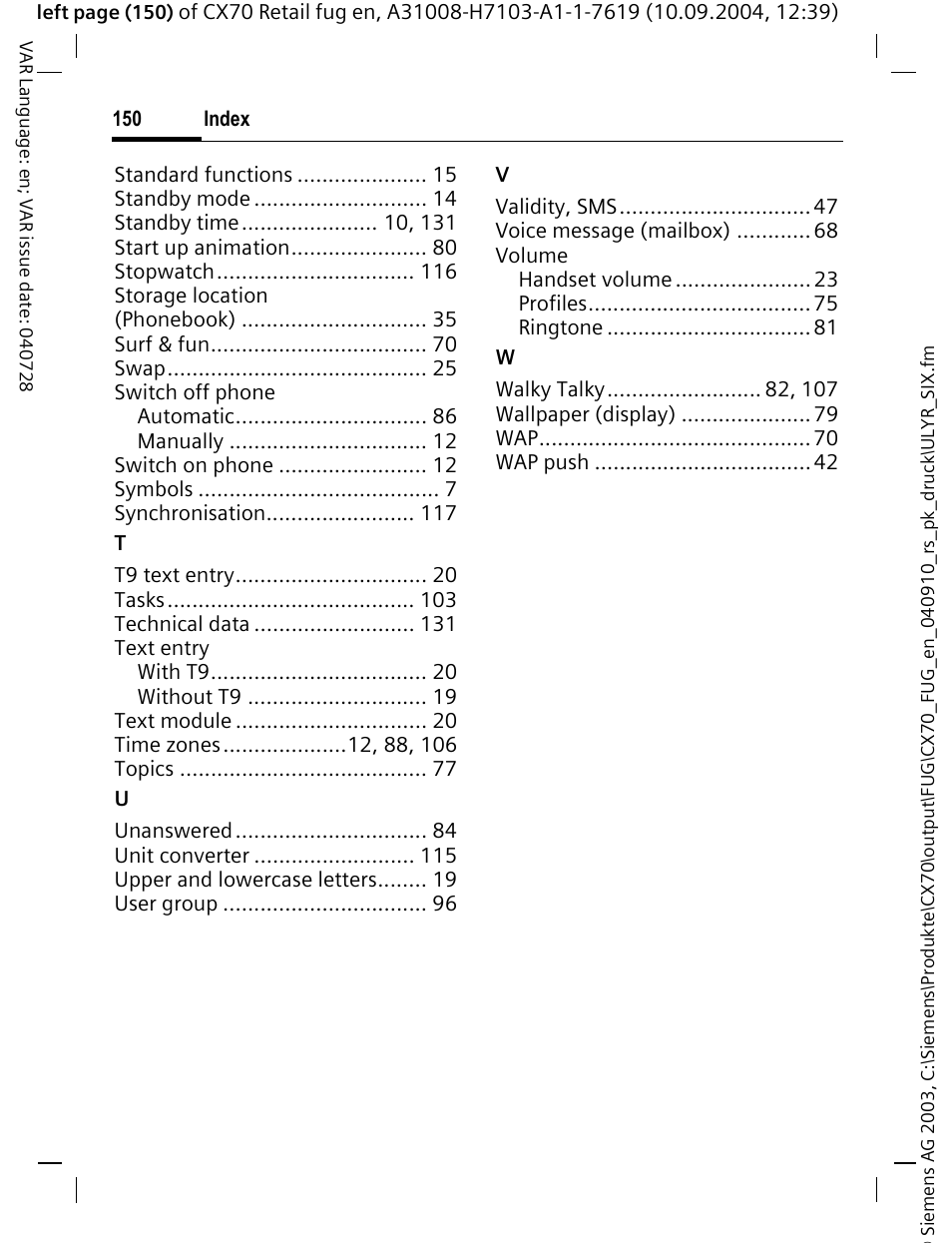 Siemens CXT70 User Manual | Page 151 / 151