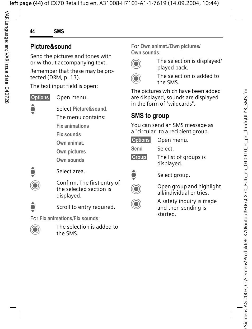 Siemens CXT70 User Manual | Page 45 / 151