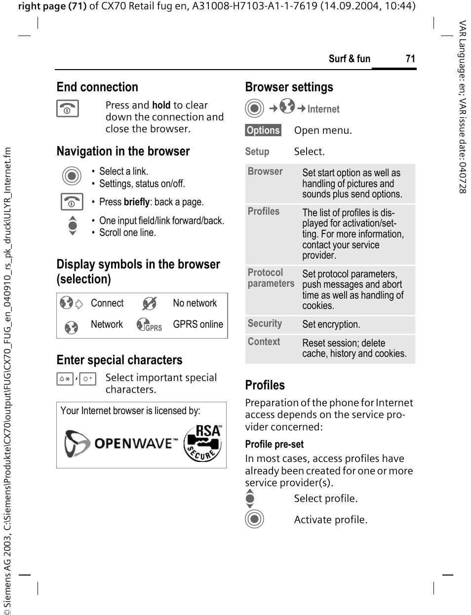 Siemens CXT70 User Manual | Page 72 / 151