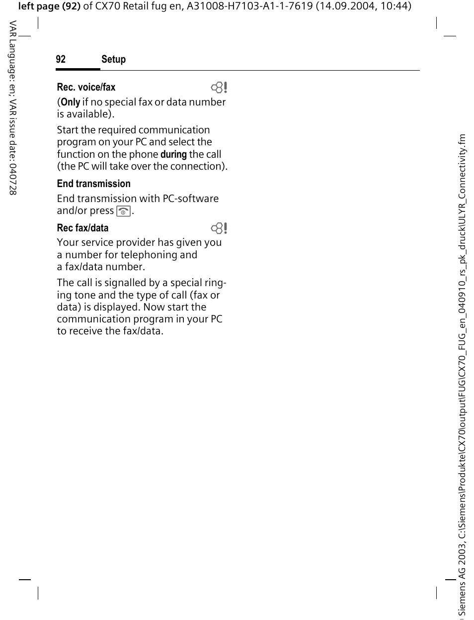 Siemens CXT70 User Manual | Page 93 / 151