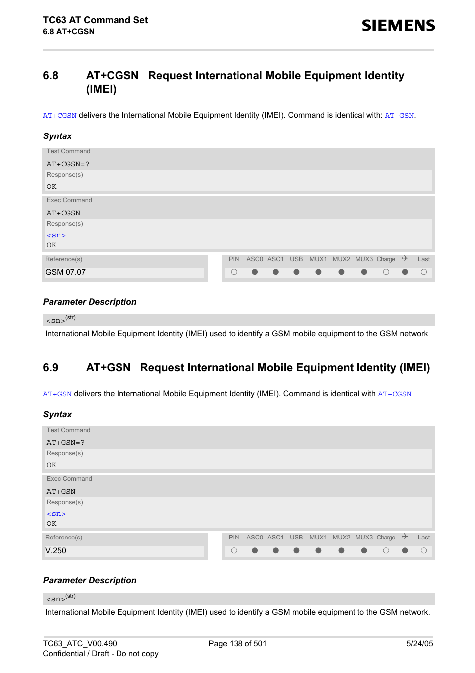 Tc63 at command set | Siemens TC63 User Manual | Page 138 / 501