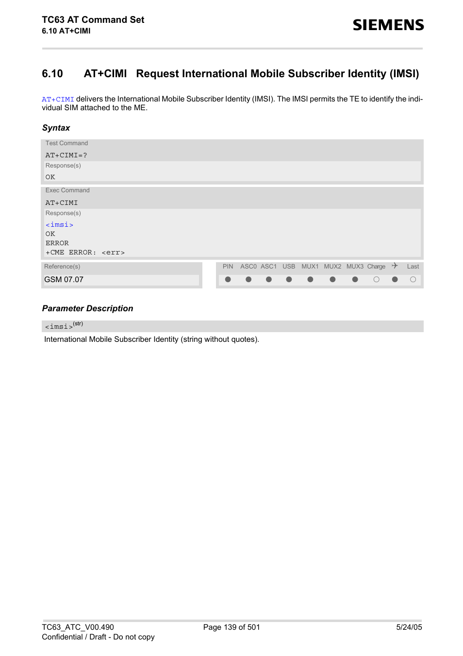 Tc63 at command set | Siemens TC63 User Manual | Page 139 / 501