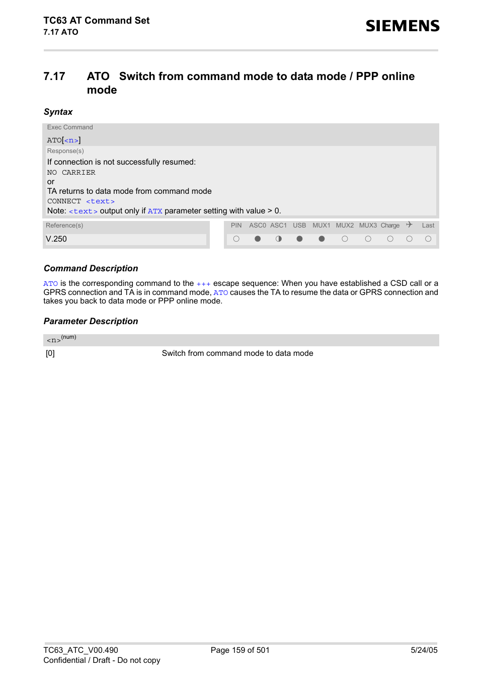 Tc63 at command set | Siemens TC63 User Manual | Page 159 / 501