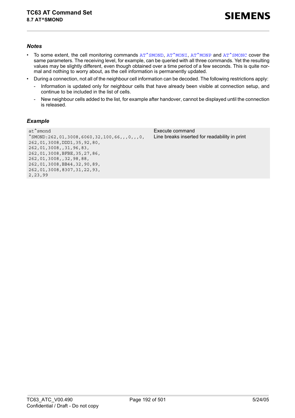 Siemens TC63 User Manual | Page 192 / 501