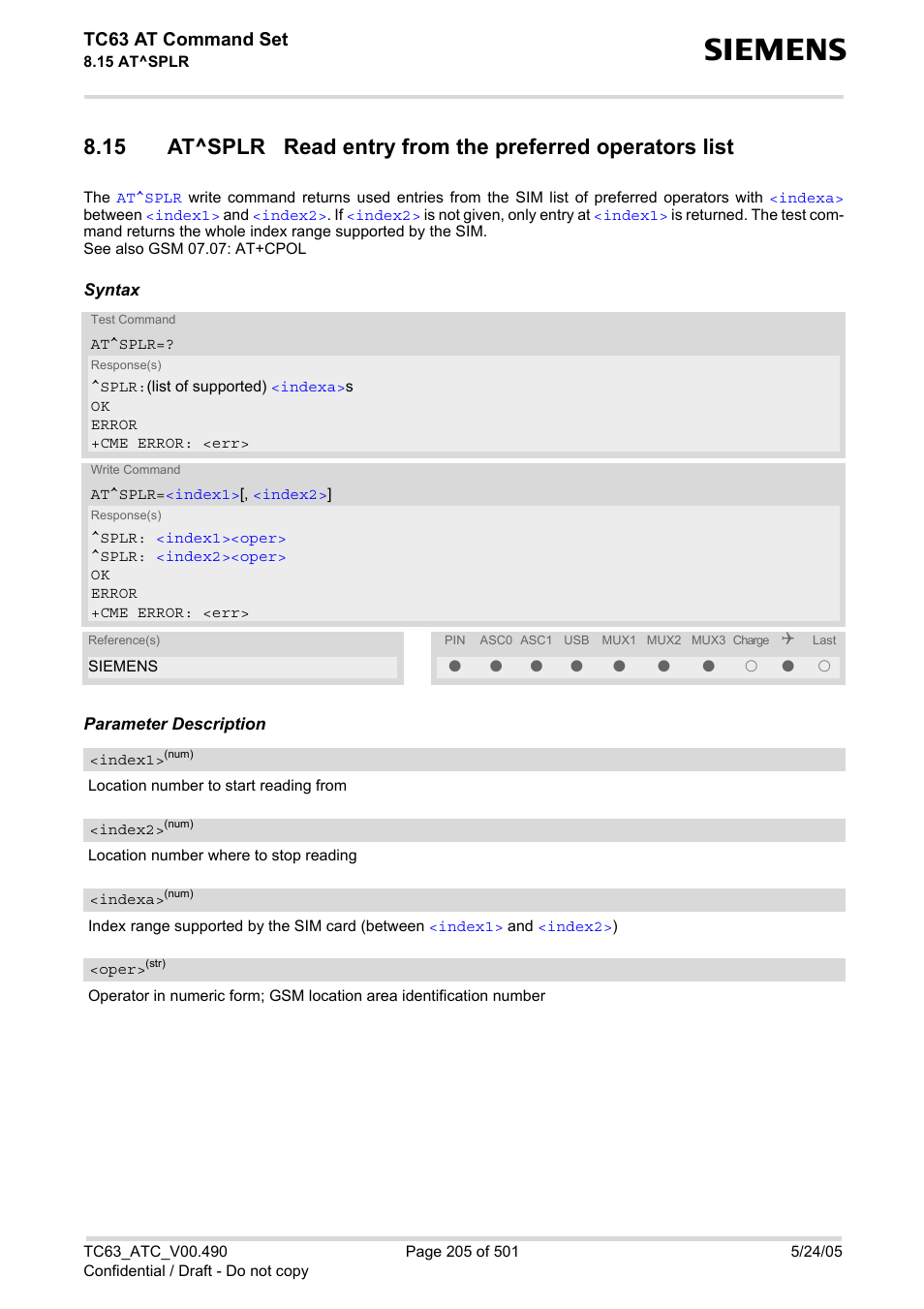 Tc63 at command set | Siemens TC63 User Manual | Page 205 / 501