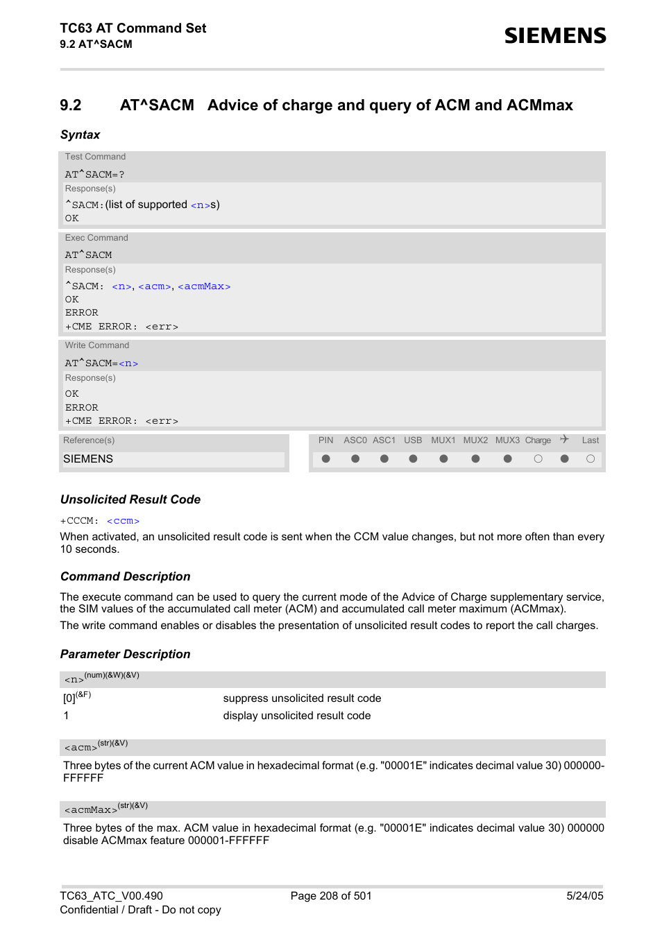 Tc63 at command set | Siemens TC63 User Manual | Page 208 / 501