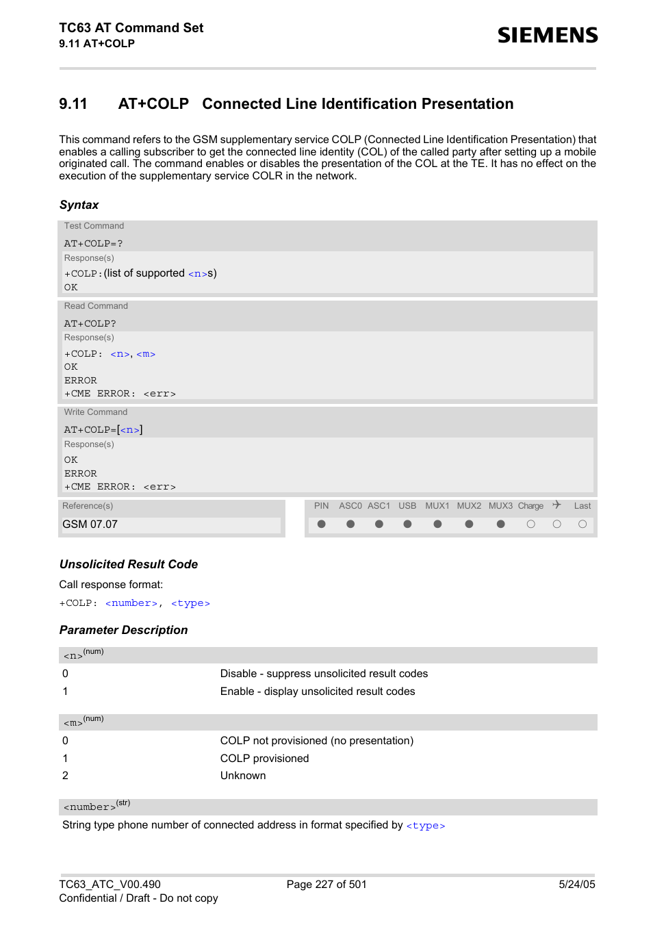 Tc63 at command set | Siemens TC63 User Manual | Page 227 / 501