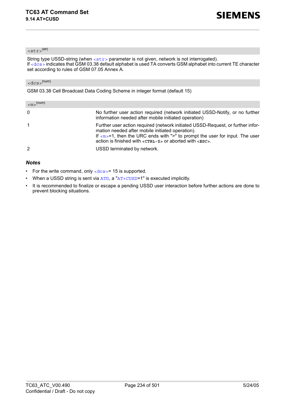 When, Tc63 at command set | Siemens TC63 User Manual | Page 234 / 501