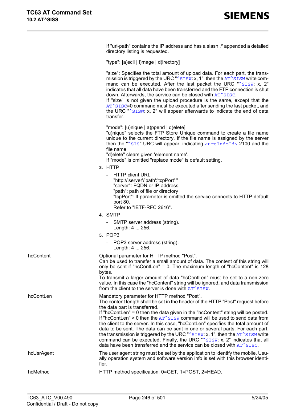 Tc63 at command set | Siemens TC63 User Manual | Page 246 / 501