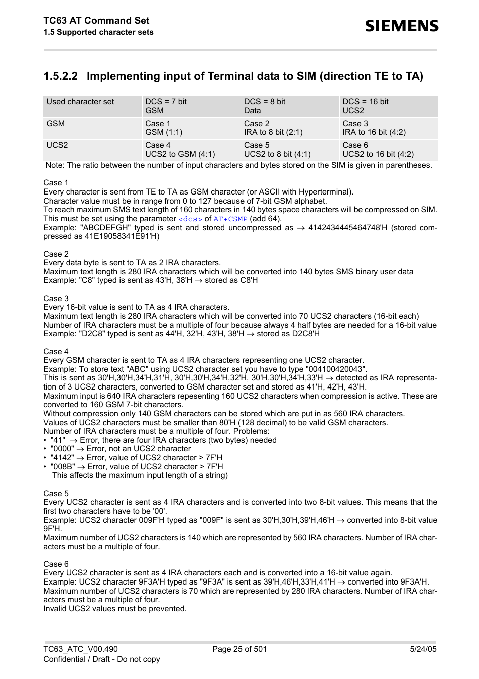 Tc63 at command set | Siemens TC63 User Manual | Page 25 / 501