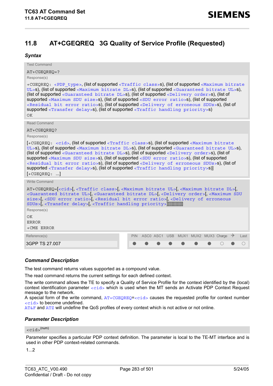 Tc63 at command set | Siemens TC63 User Manual | Page 283 / 501