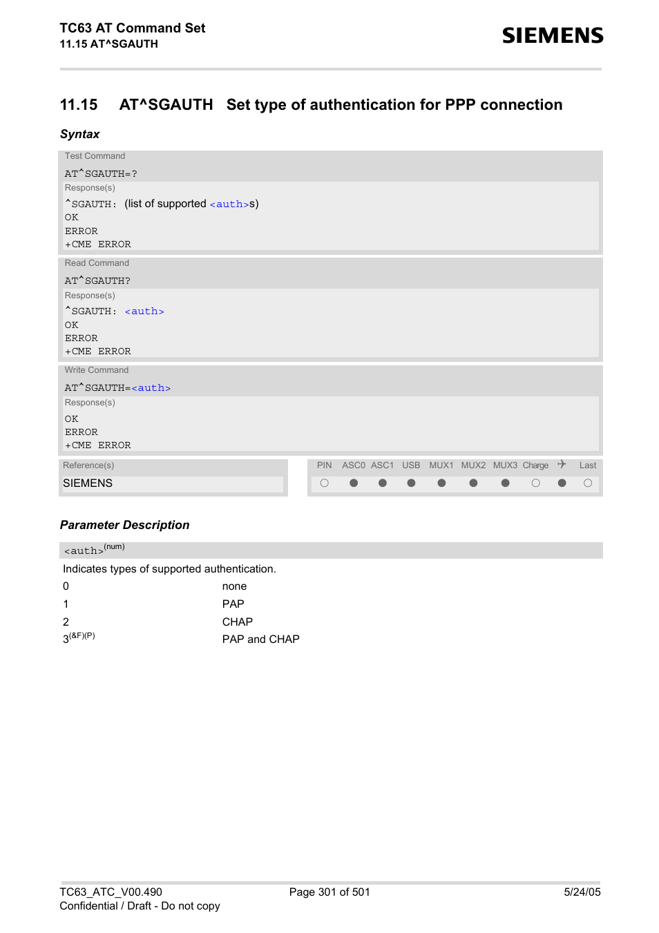 Tc63 at command set | Siemens TC63 User Manual | Page 301 / 501