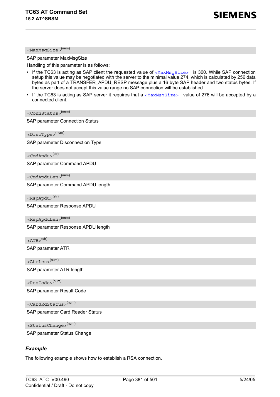 Tc63 at command set | Siemens TC63 User Manual | Page 381 / 501