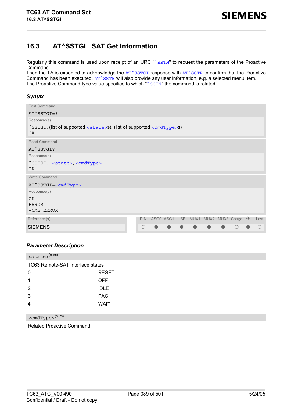 3 at^sstgi sat get information, At^sstgi, Nd, e.g | Tc63 at command set | Siemens TC63 User Manual | Page 389 / 501