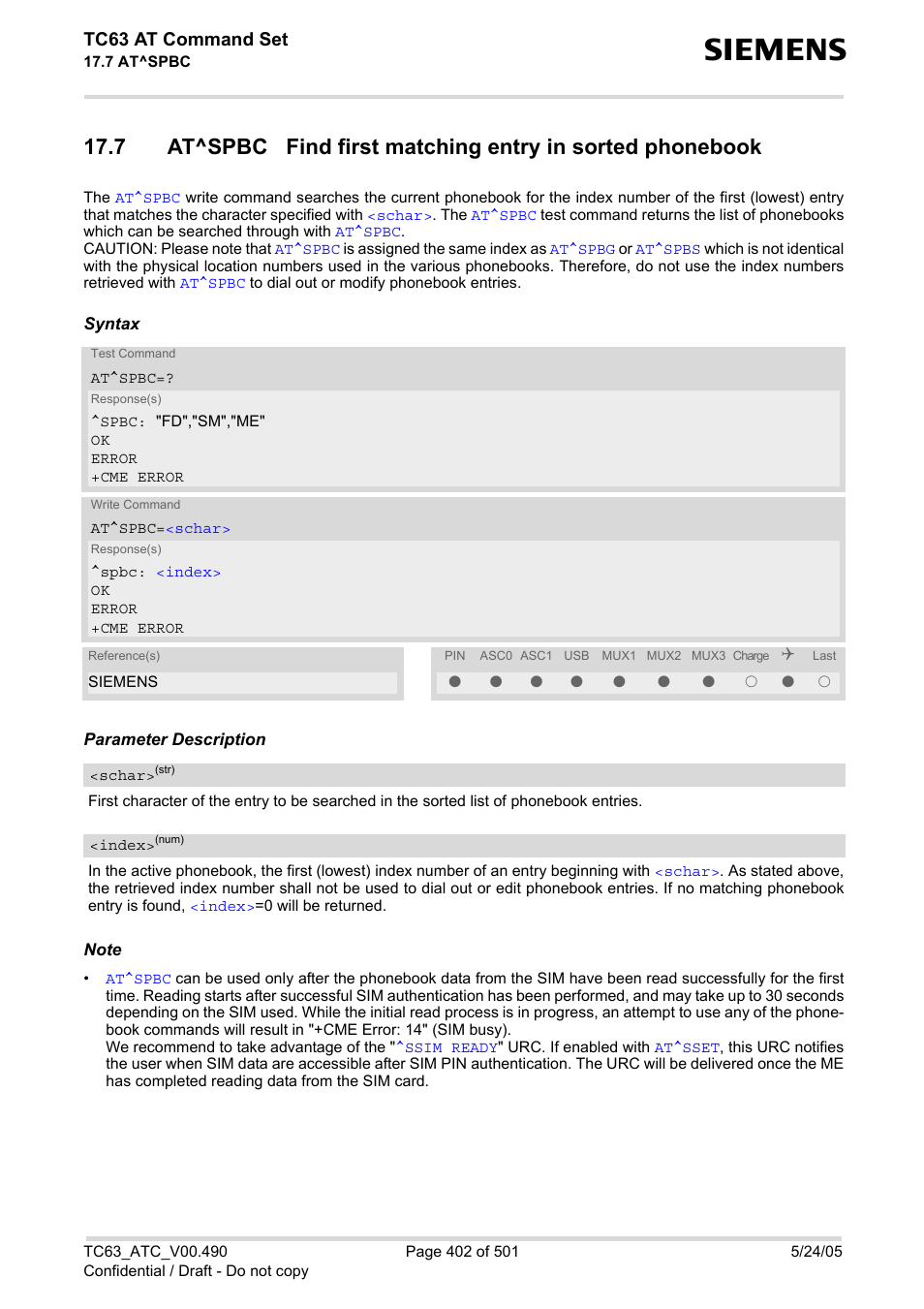 Tc63 at command set | Siemens TC63 User Manual | Page 402 / 501