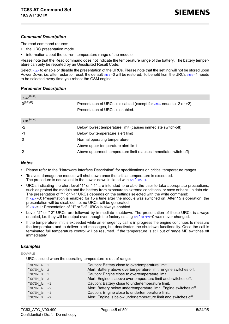 Sctm, Tc63 at command set | Siemens TC63 User Manual | Page 445 / 501