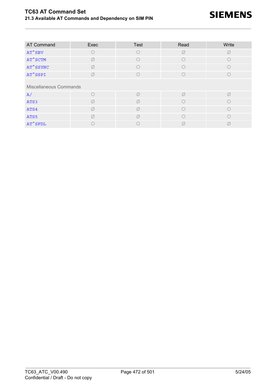 Tc63 at command set | Siemens TC63 User Manual | Page 472 / 501