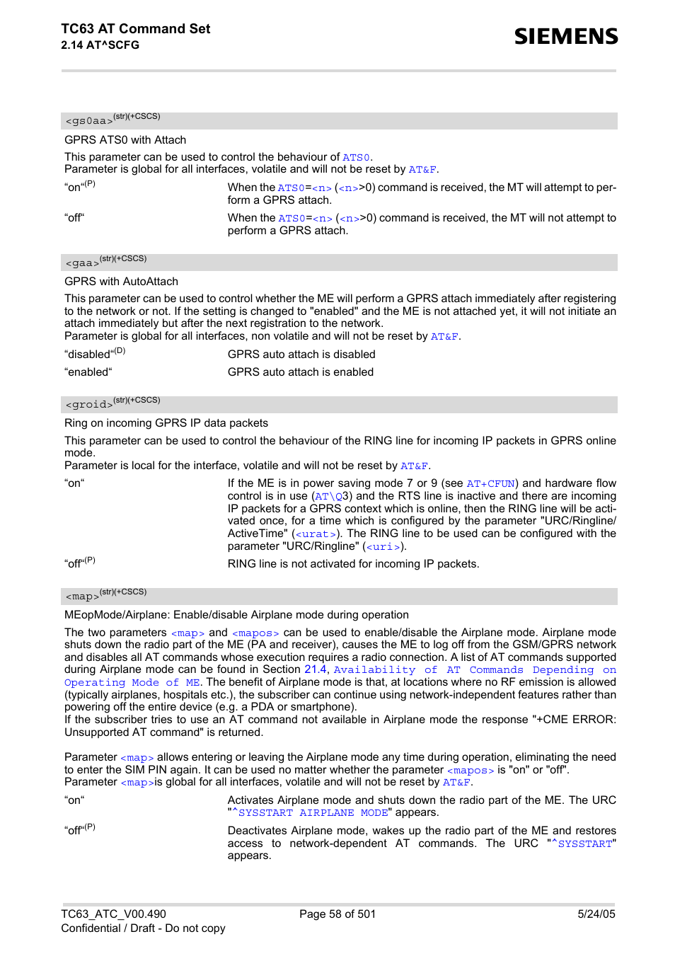 Gs0aa, Groid, Tc63 at command set | Siemens TC63 User Manual | Page 58 / 501