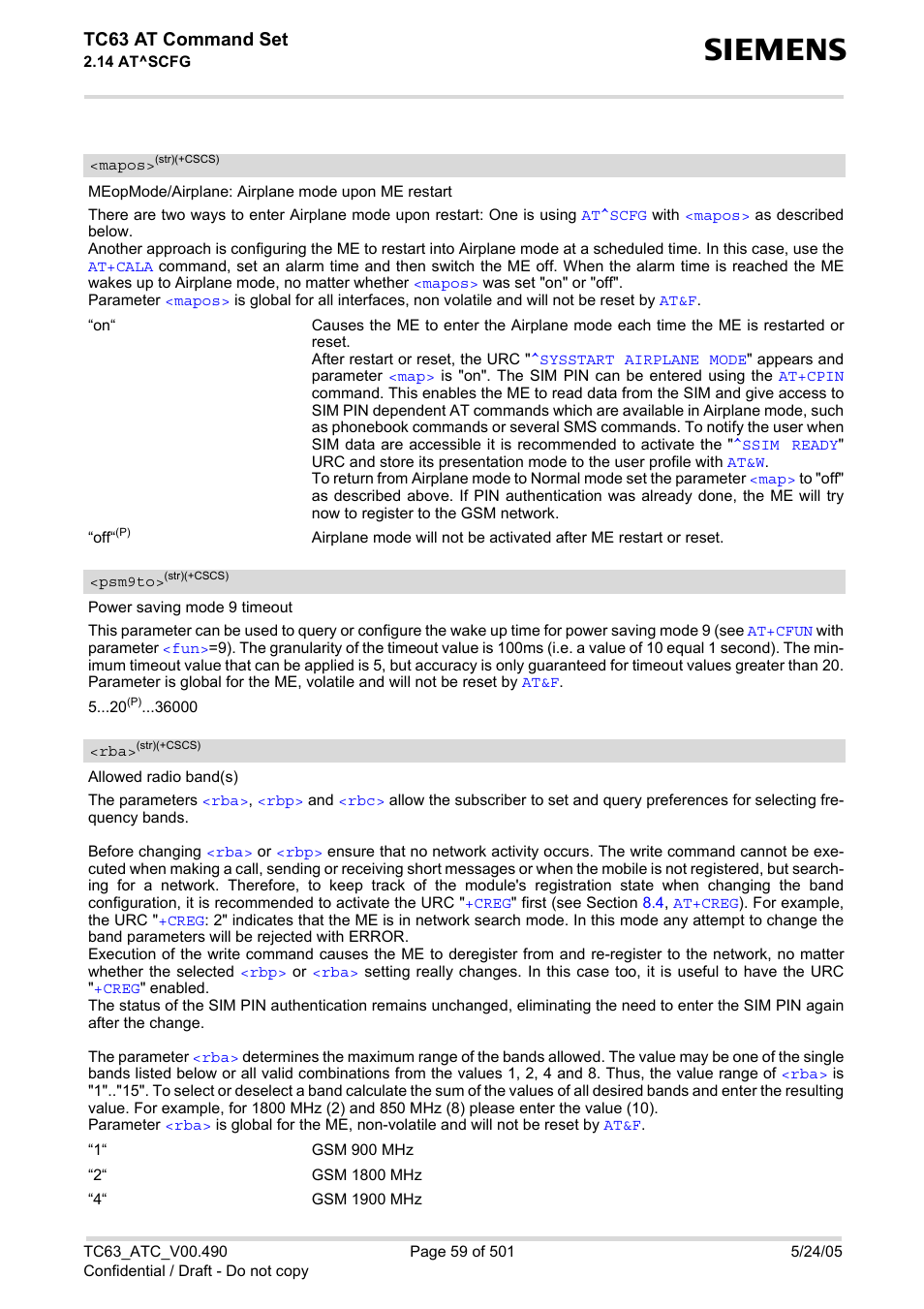 Mapos, Psm9to, Tc63 at command set | Siemens TC63 User Manual | Page 59 / 501