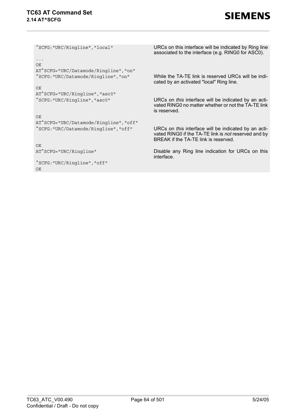 Siemens TC63 User Manual | Page 64 / 501