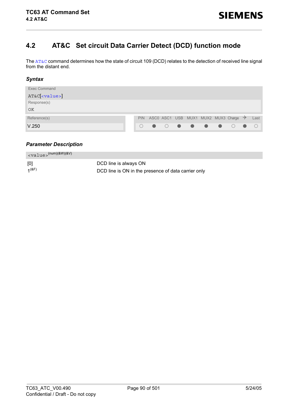 Tc63 at command set | Siemens TC63 User Manual | Page 90 / 501