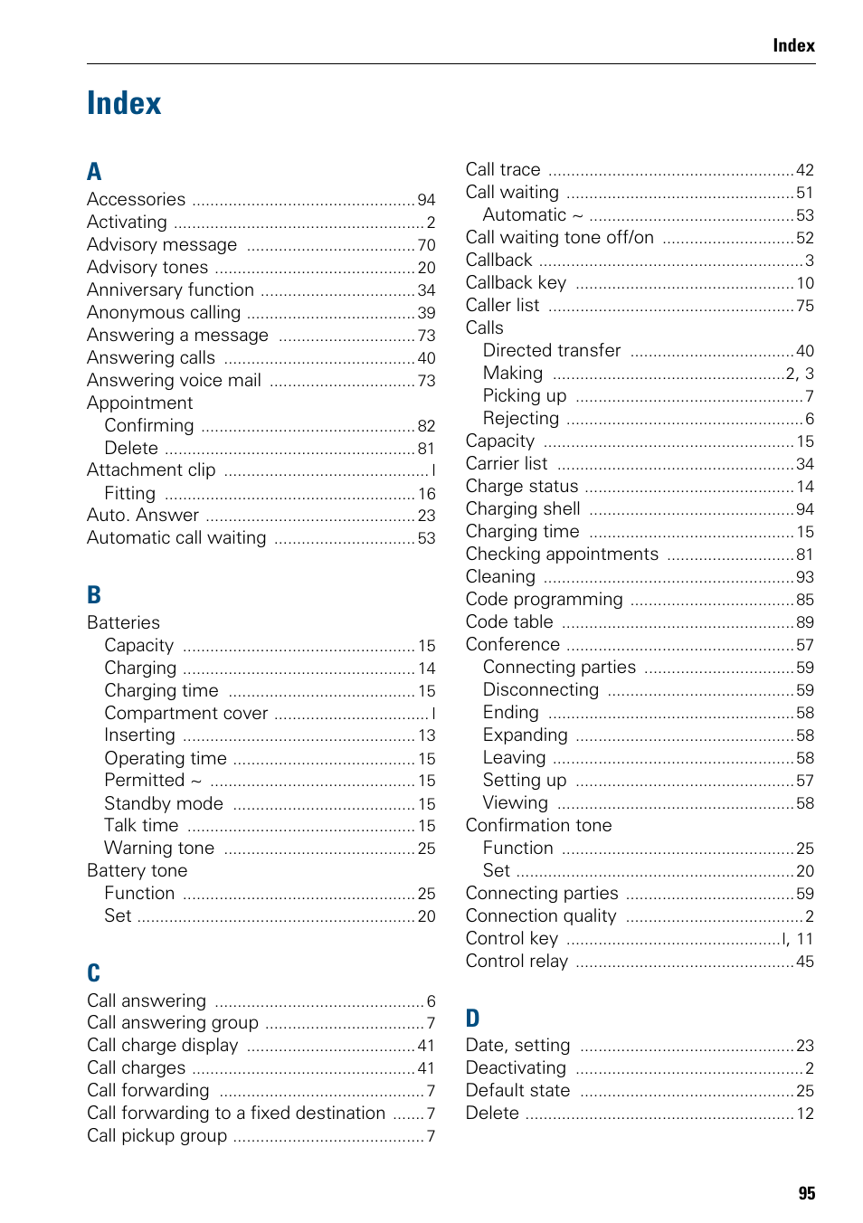 Index | Siemens 3000 V3.0 User Manual | Page 103 / 106