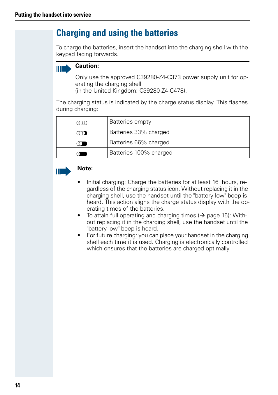 Charging and using the batteries | Siemens 3000 V3.0 User Manual | Page 22 / 106