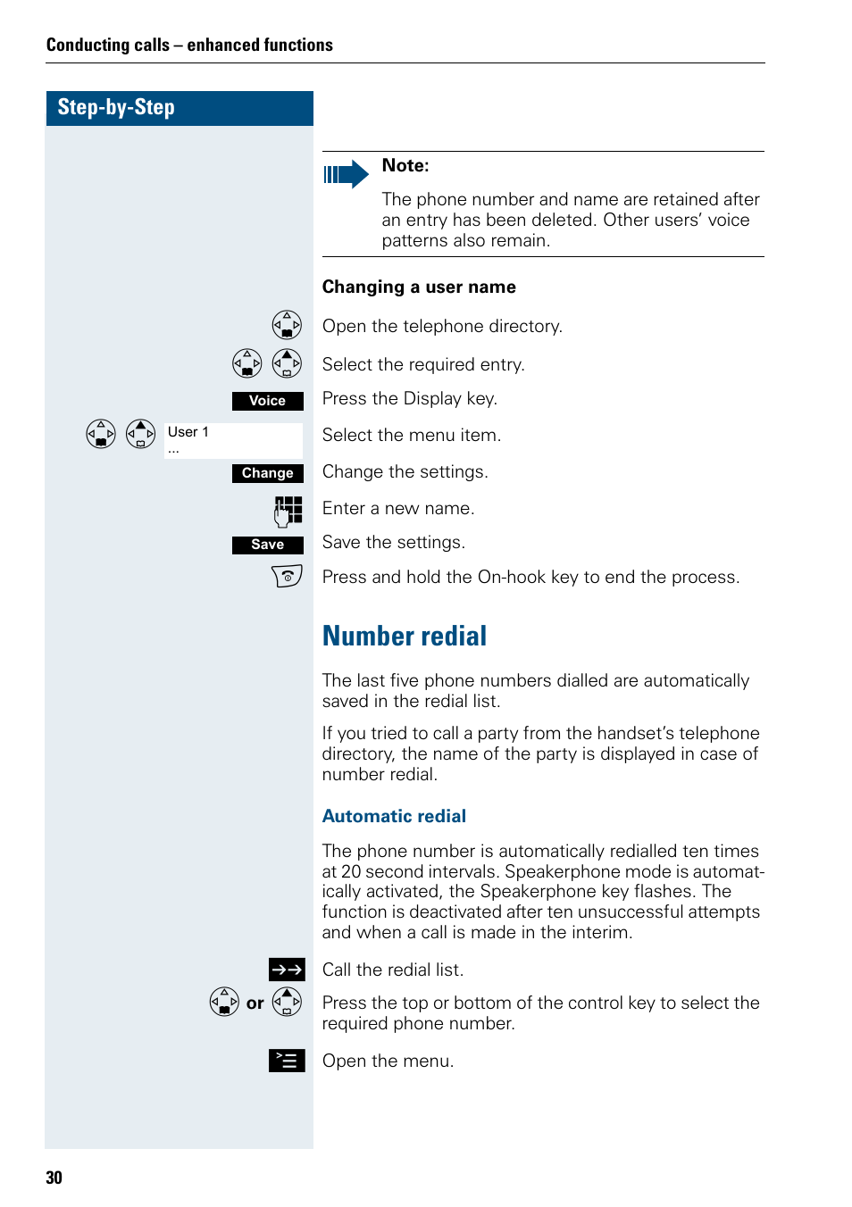 Number redial | Siemens 3000 V3.0 User Manual | Page 38 / 106