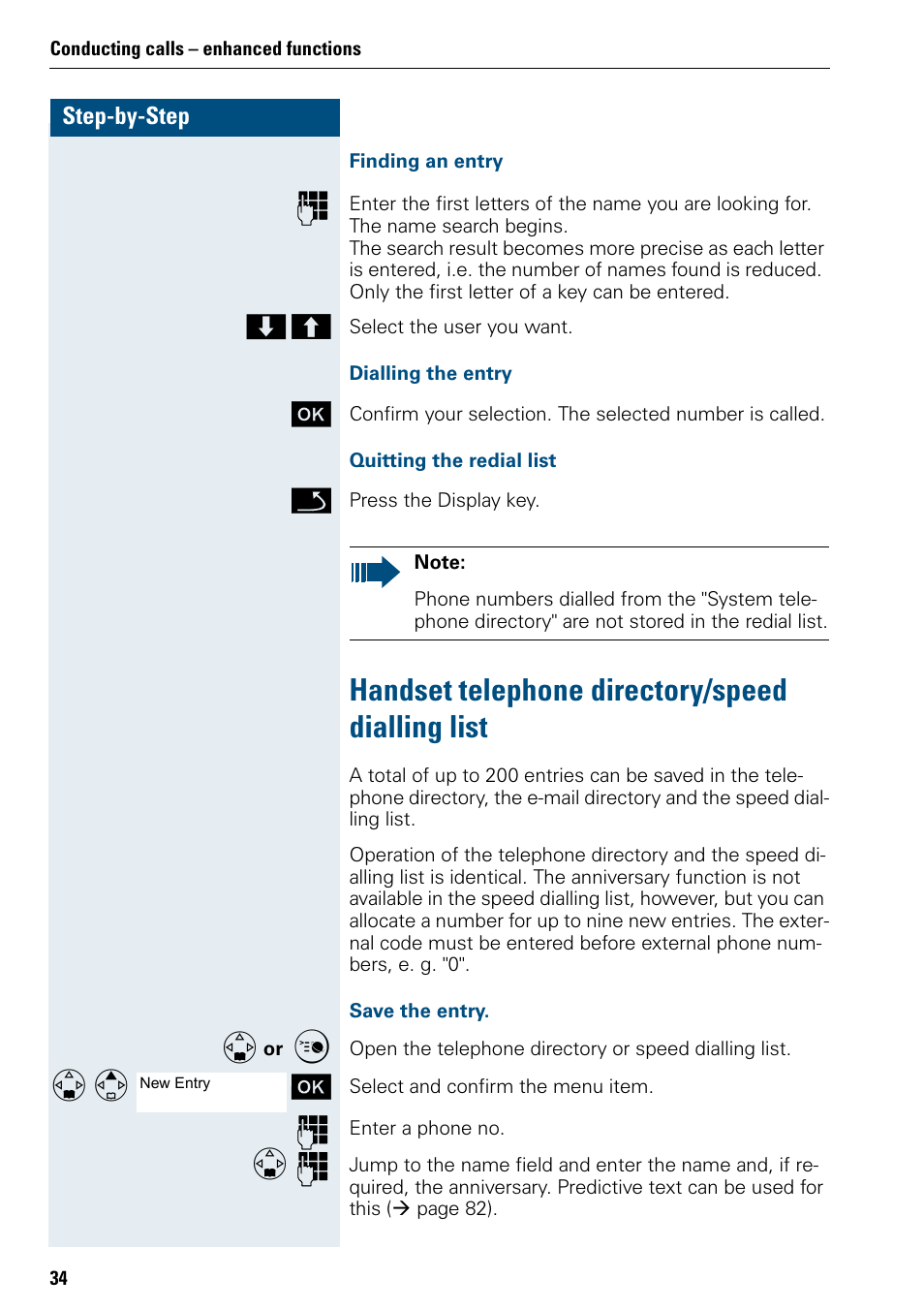 Handset telephone directory/speed dialling list | Siemens 3000 V3.0 User Manual | Page 42 / 106