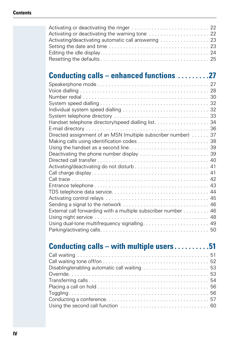 Conducting calls – enhanced functions, Conducting calls – with multiple users | Siemens 3000 V3.0 User Manual | Page 6 / 106